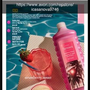 Avon Senses Strawberry Sunset Bubble Bath - Pink